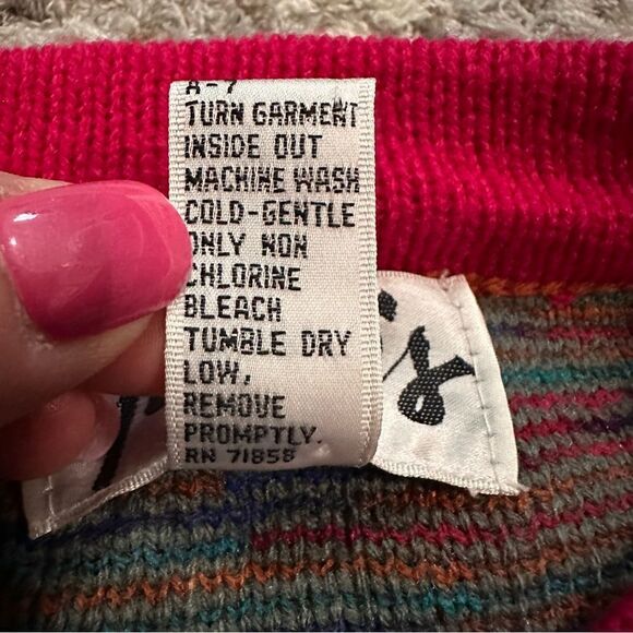 Genesis Vintage Geometric 90’s Style Multicolor Long Sleeve Sweater Size Large - Picture 10 of 10